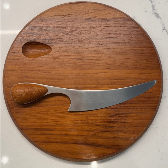 Dansk Cheese Knife with Teak Handle Matching Teak Cutting Board for Charcuterie - Picture 3 of 7